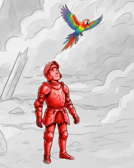Kılıçsız Şövalye ve Renkli Papağan